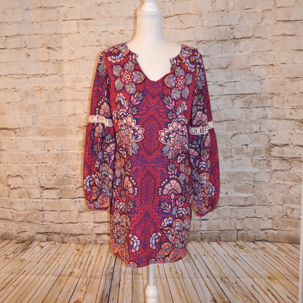 Pink Owl medium multi color bohemian dress